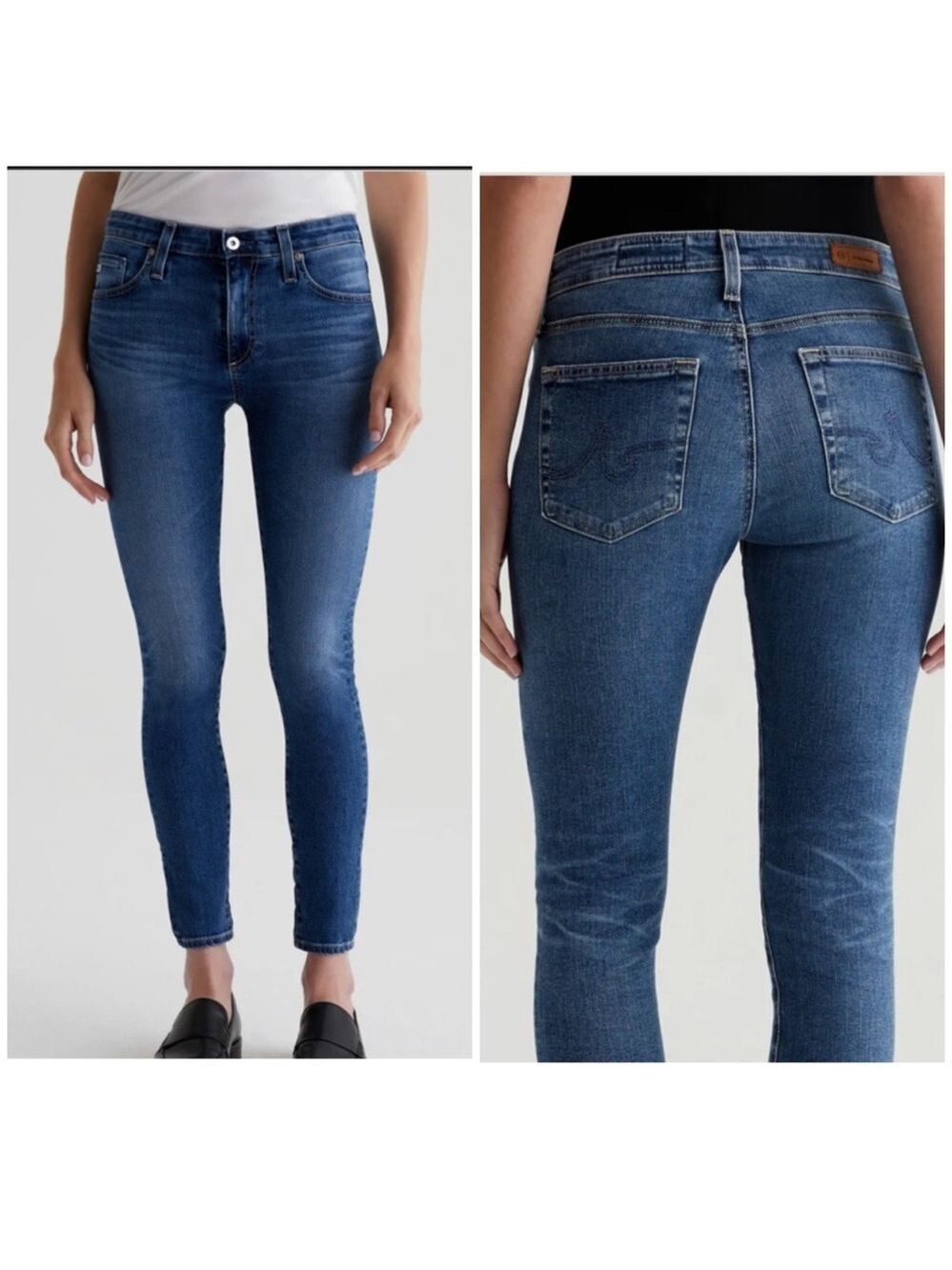 Ag Adriano Goldschmied The Farrah Skinny Ankle Blue Jeans with Stretchy Fit